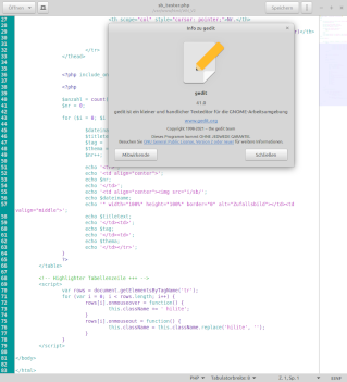 Screenshot von gedit mit Omkara Farbschema.